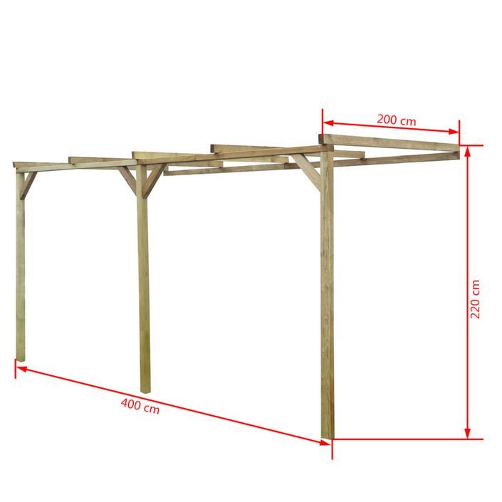 Pergola à appentis 2 x 4 x 2,2 m Bois - Photo n°4