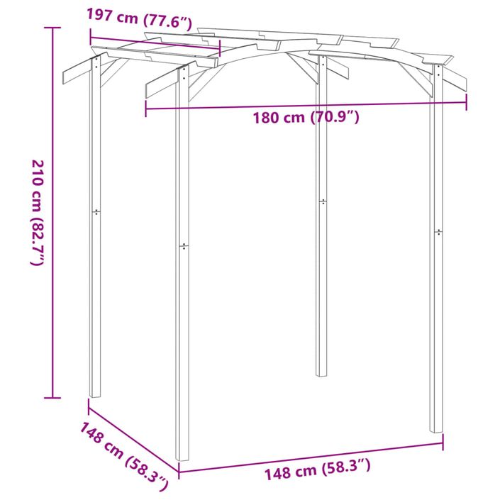 Pergola de jardin 180x197x210 cm Bois de pin imprégné - Photo n°6