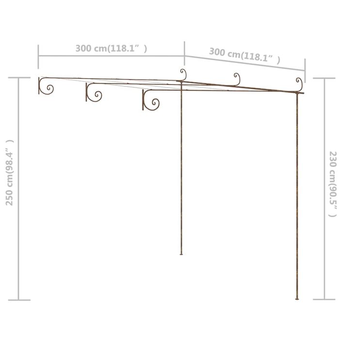 Pergola de jardin Marron antique 3x3x2,5 m Fer - Photo n°7