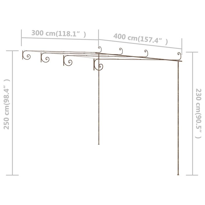 Pergola de jardin Marron antique 4x3x2,5 m Fer - Photo n°7