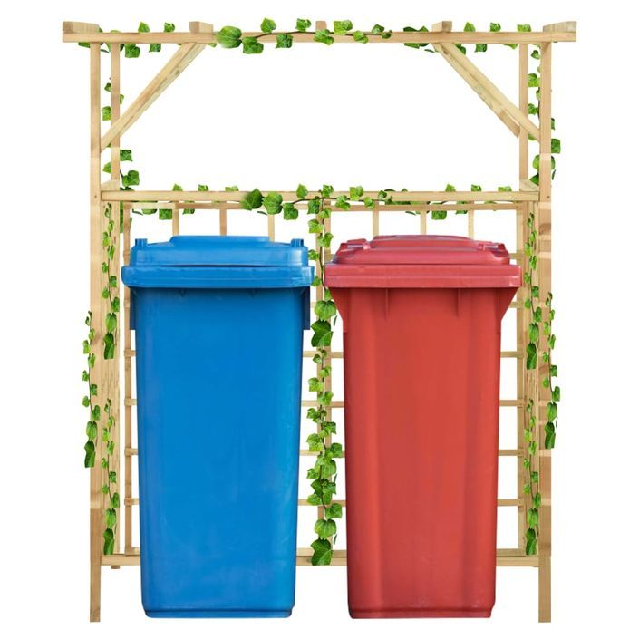 Pergola de jardin pour poubelles doubles Bois de pin imprégné - Photo n°1