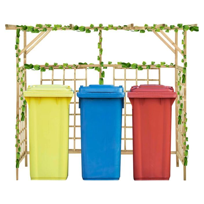 Pergola de jardin pour poubelles triples Bois de pin imprégné - Photo n°1