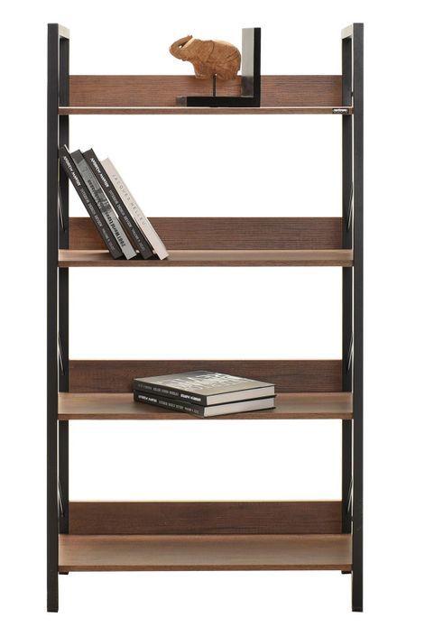 Pétaite étagère bibliothèque bois foncé et métal noir Biba 73 cm - Photo n°2