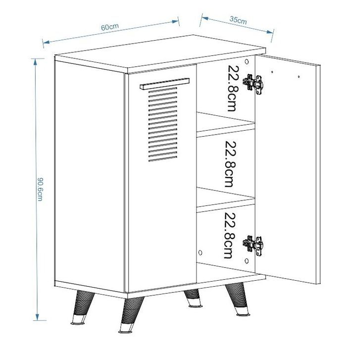 Petit buffet chêne saphir et blanc 2 portes Parko 60 cm - Photo n°7