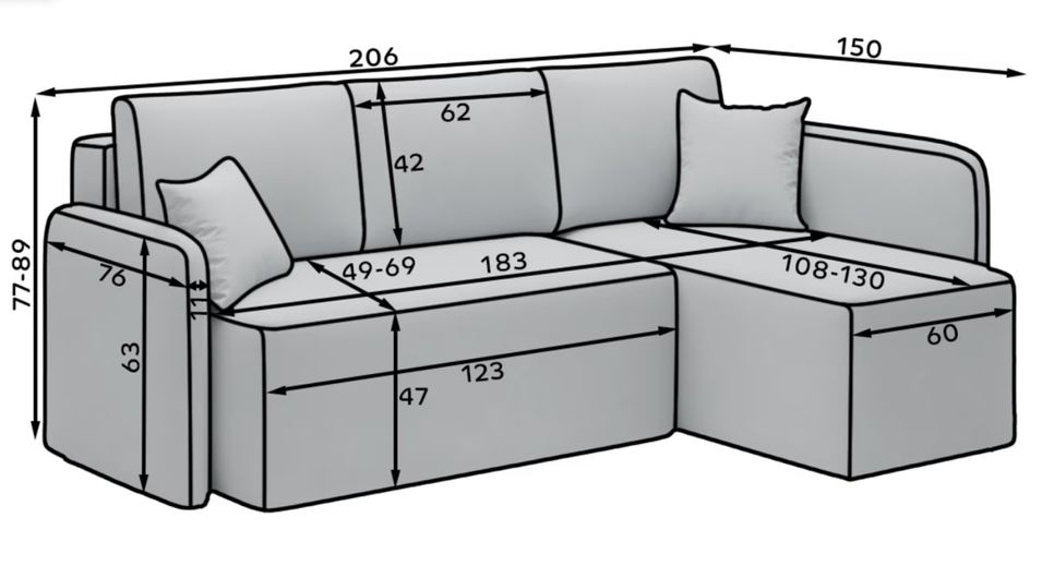 Petit canapé d'angle convertible 3 places tissu Takin 206 cm - Photo n°10