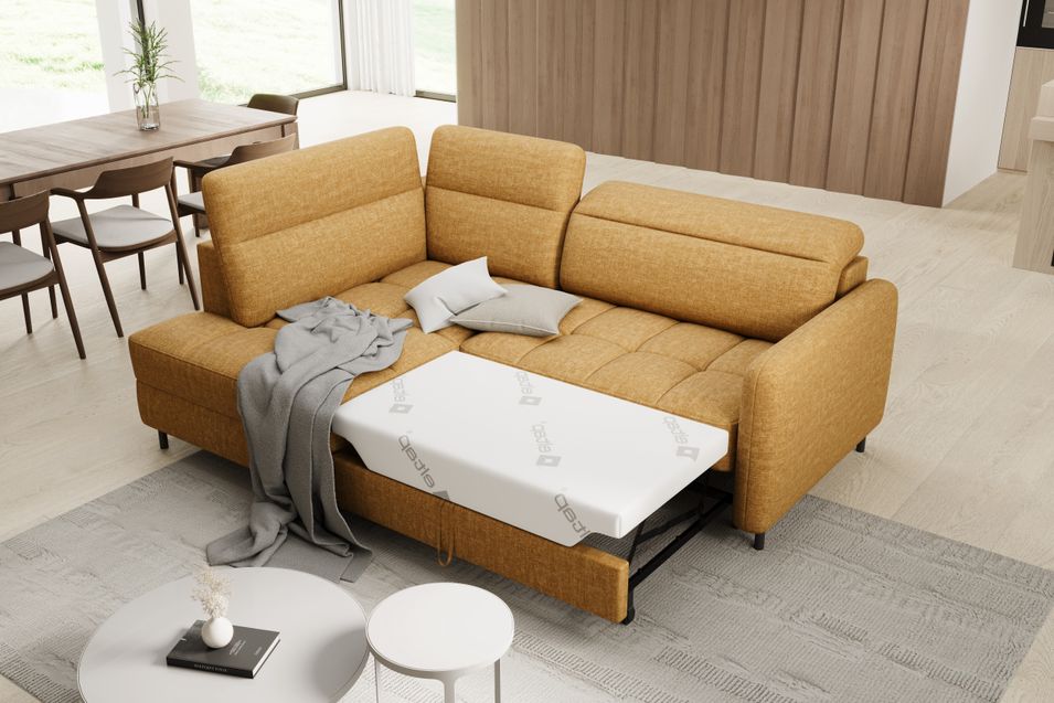 Petit canapé d'angle en tissu convertible avec coffre Borea 208 cm - Photo n°11