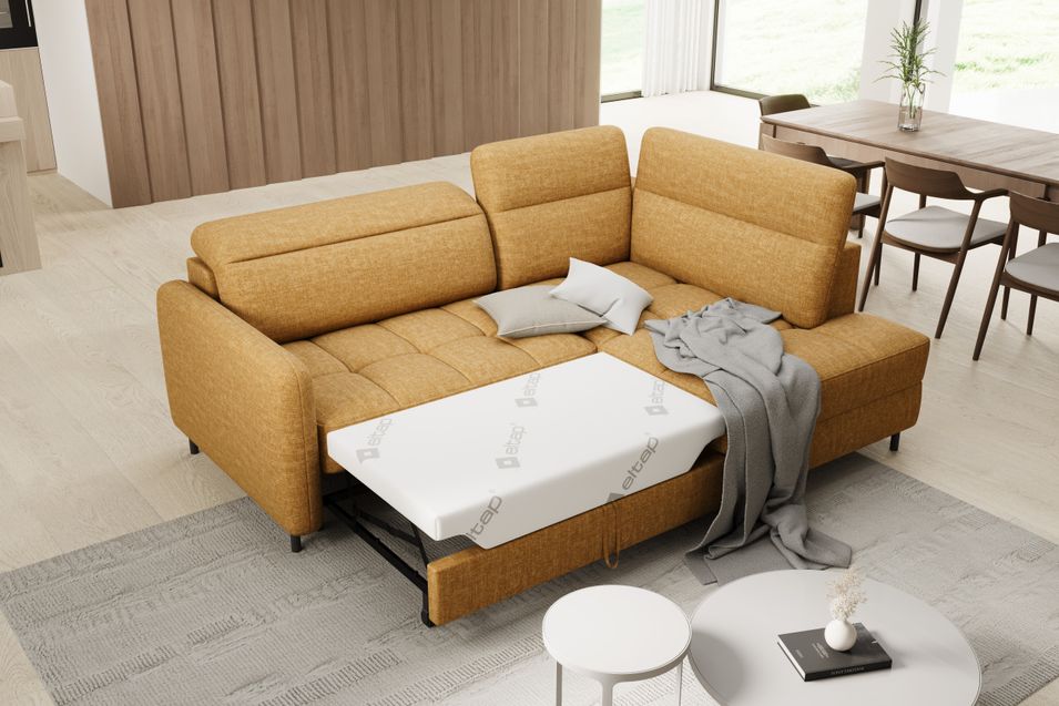 Petit canapé d'angle en tissu convertible avec coffre Borea 208 cm - Photo n°8