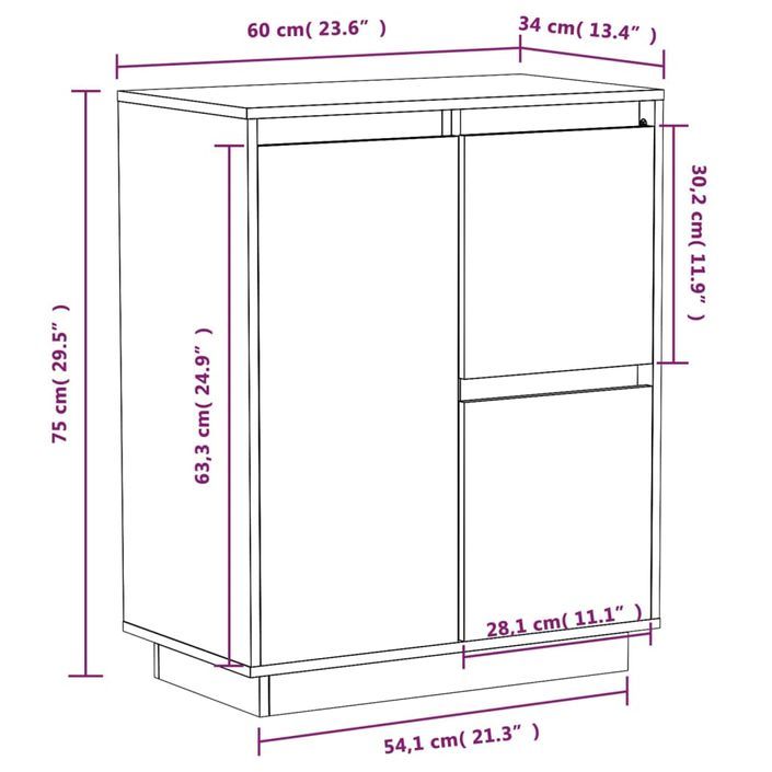 Petit meuble de rangement 3 portes en bois massif de pin – Collection Vizion - Photo n°9