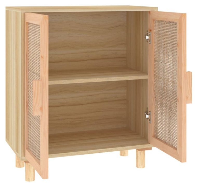 Petit meuble de rangement en bois 2 portes en Rotin naturel 60 cm - Modèle Kaliga - Photo n°8