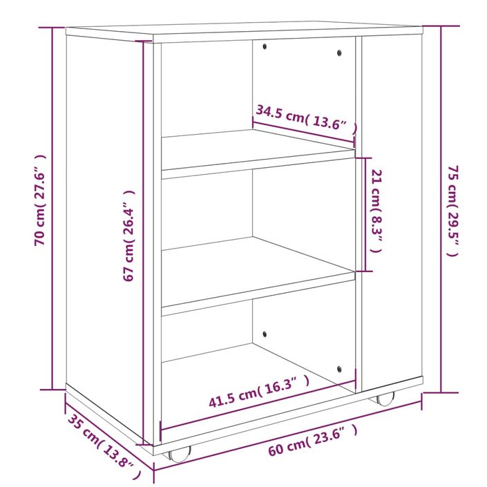 Petit meuble de rangement sur roulettes kazok 60 cm – Sobre et pratique - Photo n°10