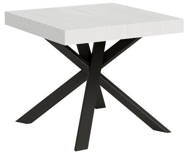 Petit table carrée extensible 90x90 à 194 cm blanc et anthracite Karzy - Photo n°1
