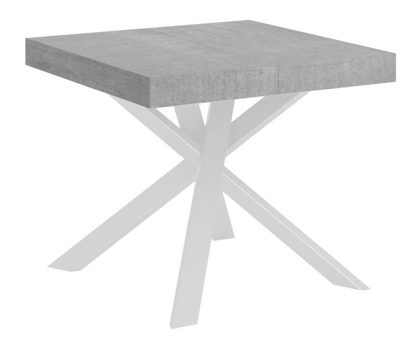Petit table carrée extensible 90x90 à 194 cm gris ciment et blanc Karzy - Photo n°1