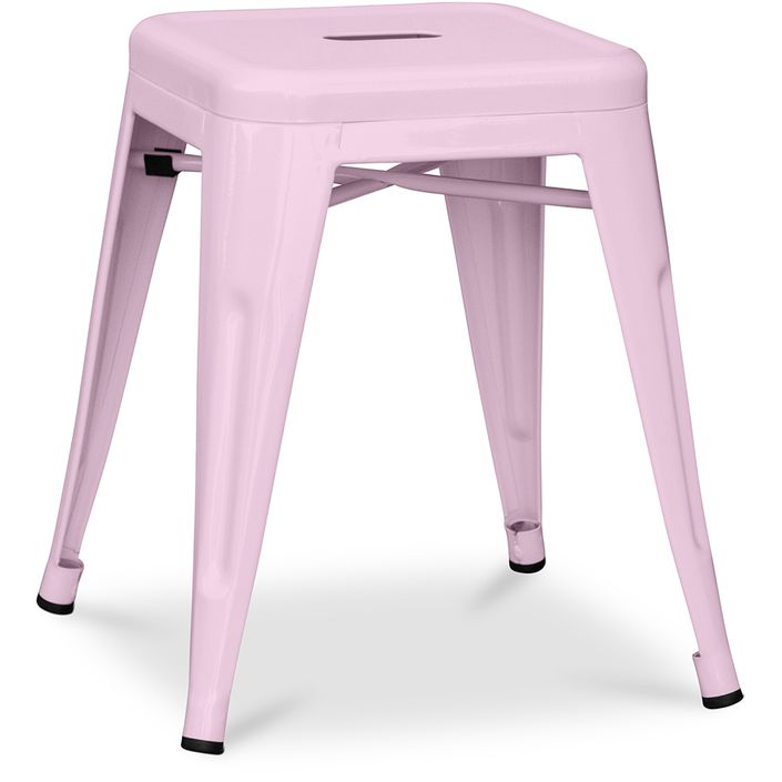 Petit tabouret industriel acier brillant renforcé Kalax 45 cm - Haut de gamme - Photo n°1