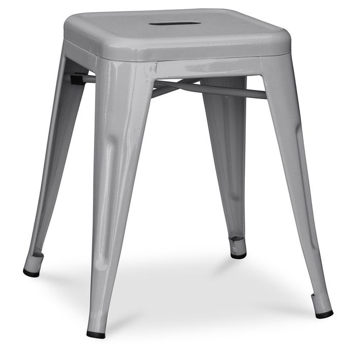 Petit tabouret industriel acier brillant renforcé Kalax 45 cm - Haut de gamme - Photo n°1