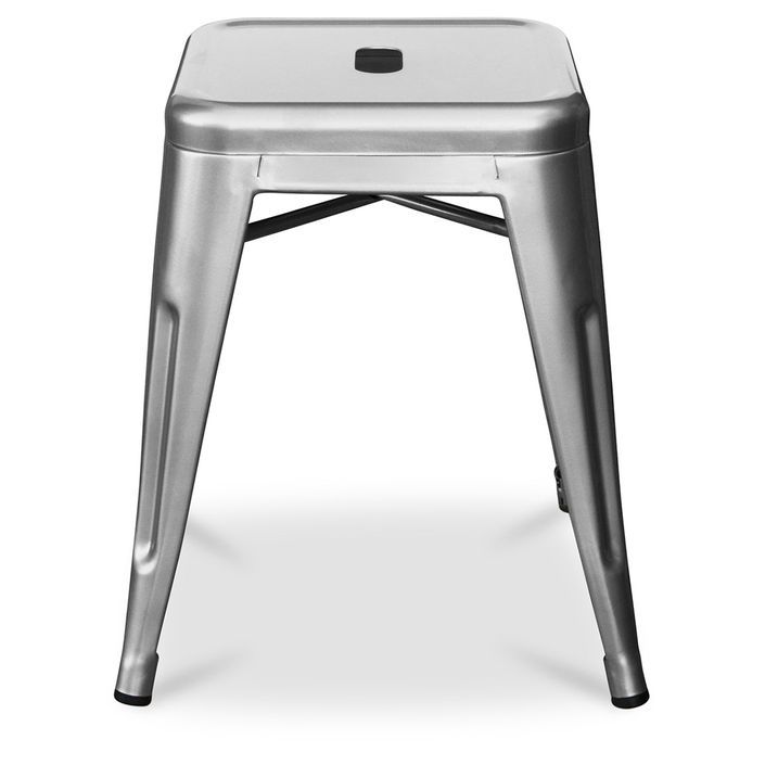 Petit tabouret industriel acier brillant renforcé Kalax 45 cm - Haut de gamme - Photo n°4