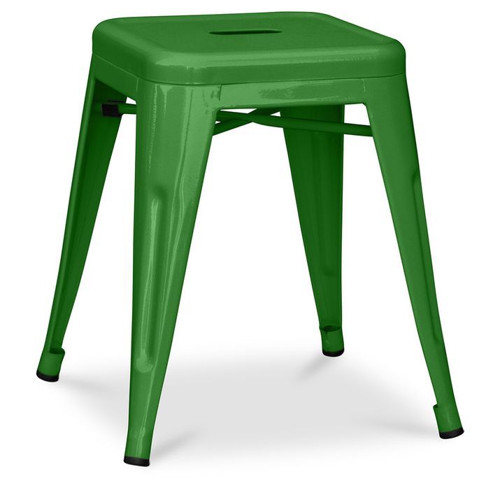 Petit tabouret industriel acier brillant renforcé Kalax 45 cm - Haut de gamme - Photo n°1