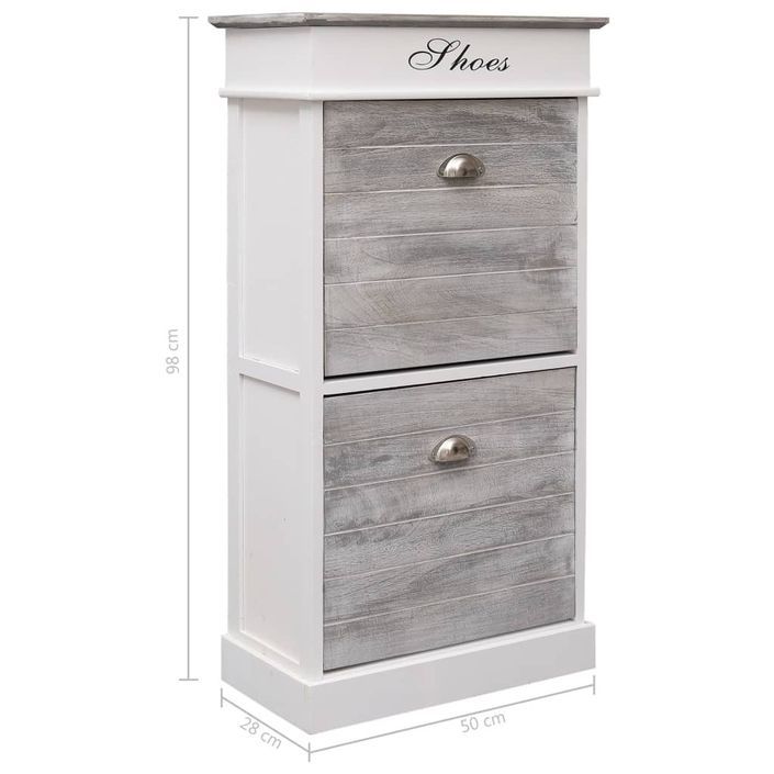 Petite armoire à chaussures en bois de Paulownia Kosta L 50 x H 98 cm - Style vintage - Photo n°8