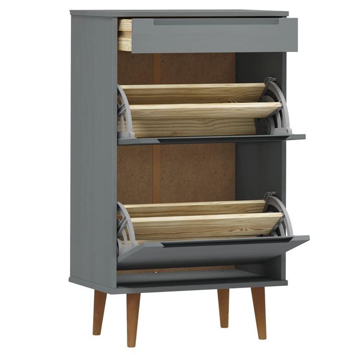 Petite armoire à chaussures en bois de pin Leva L 60 x H 103 x P 35 cm – Compacte et Élégante - Photo n°4