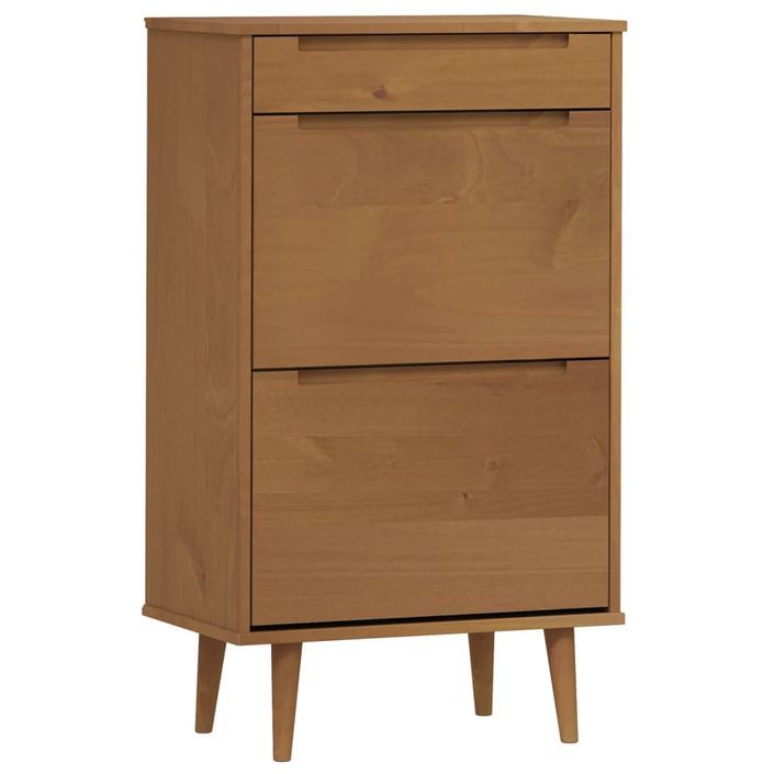 Petite armoire à chaussures en bois de pin Leva L 60 x H 103 x P 35 cm – Compacte et Élégante - Photo n°1