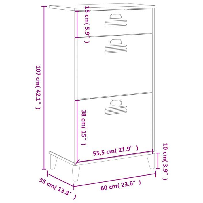 Petite armoire à chaussures Lukra L 60 x H 107 x P 35 cm – Compacte et Fonctionnelle - Photo n°11