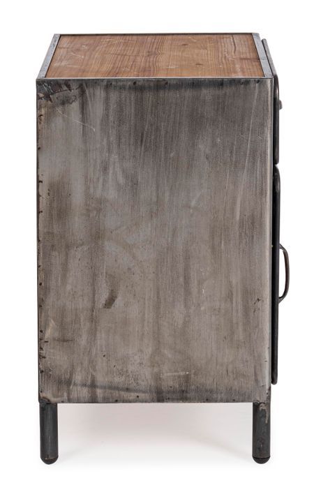 Petite armoire basse vintage acier argenté 1 porte 1 tiroir Zaka 45 cm - Photo n°7