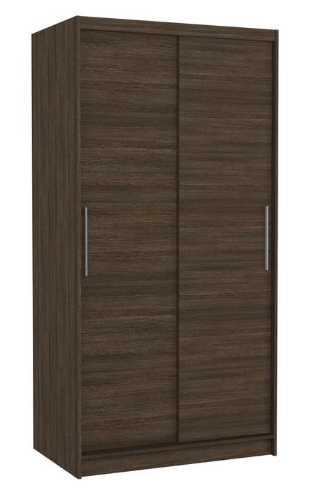 Petite armoire de chambre à coucher marron 2 portes coulissantes Kilane 100 cm - Photo n°1