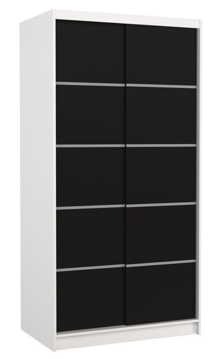 Petite armoire de chambre blanche 2 portes coulissantes en bois noir Rika 100 cm - Photo n°1