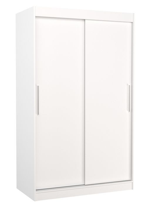 Petite armoire de chambre blanche avec 2 portes coulissantes Keria 120 cm - Photo n°1