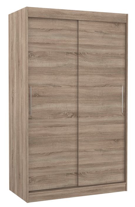 Petite armoire de chambre bois truffe Sonoma avec 2 portes coulissantes Keria 120 cm - Photo n°1