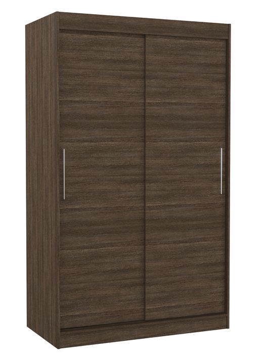 Petite armoire de chambre marron avec 2 portes coulissantes Keria 120 cm - Photo n°1