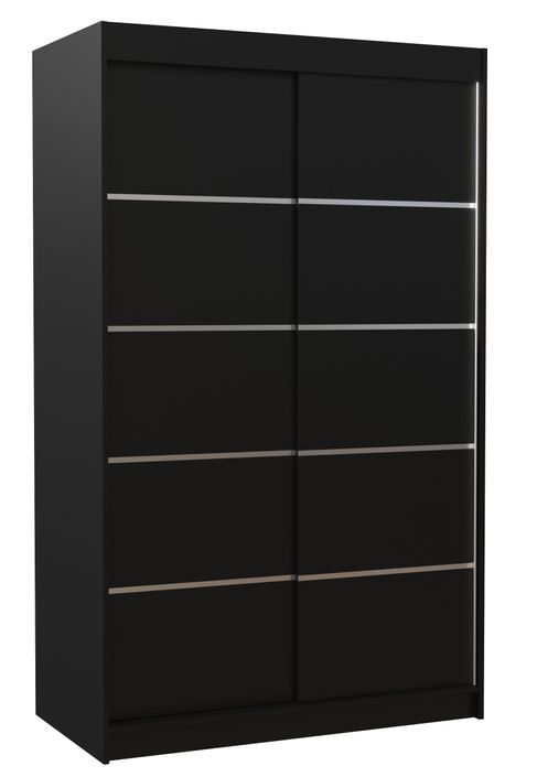 Petite armoire de chambre noir avec 2 portes coulissantes Benko 120 cm - Photo n°1