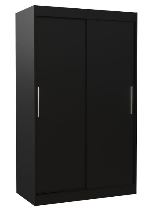 Petite armoire de chambre noir avec 2 portes coulissantes Keria 120 cm - Photo n°1