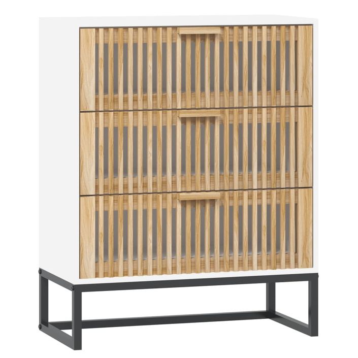 Petite commode en bois 3 tiroirs et pieds en métal noir 60 cm - Modèle Bolivia - Photo n°1