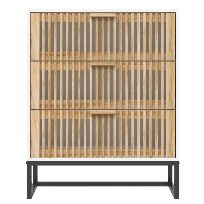 Petite commode en bois 3 tiroirs et pieds en métal noir 60 cm - Modèle Bolivia - Photo n°3