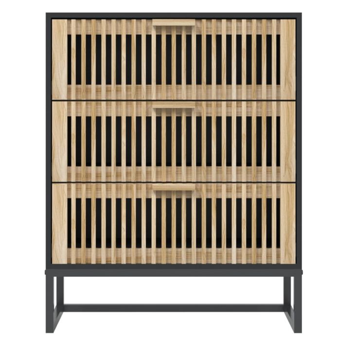 Petite commode en bois 3 tiroirs et pieds en métal noir 60 cm - Modèle Bolivia - Photo n°6