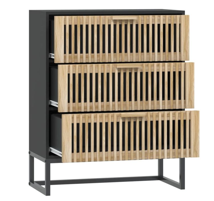 Petite commode en bois 3 tiroirs et pieds en métal noir 60 cm - Modèle Bolivia - Photo n°7