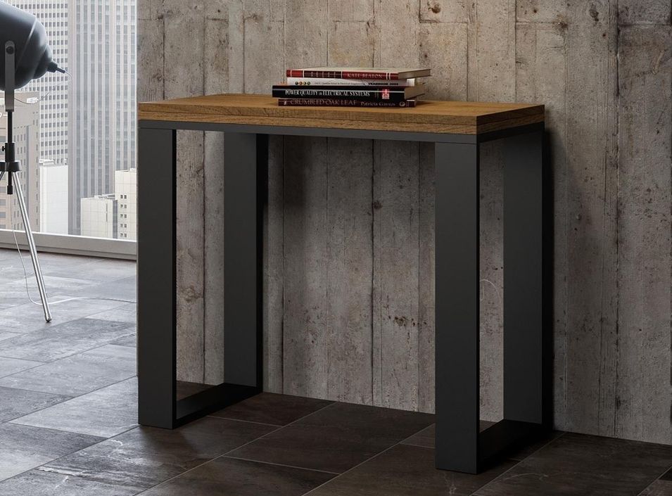 Petite console extensible bois et acier anthracite Tiroz evolution - Photo n°2