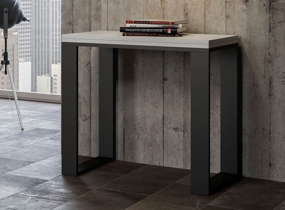 Petite console extensible bois et acier anthracite Tiroz evolution - Photo n°2