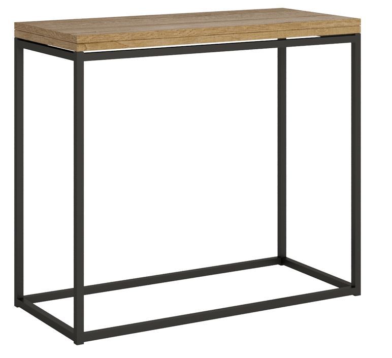 Petite console extensible bois et pieds fins métal anthracite Noro - Photo n°1