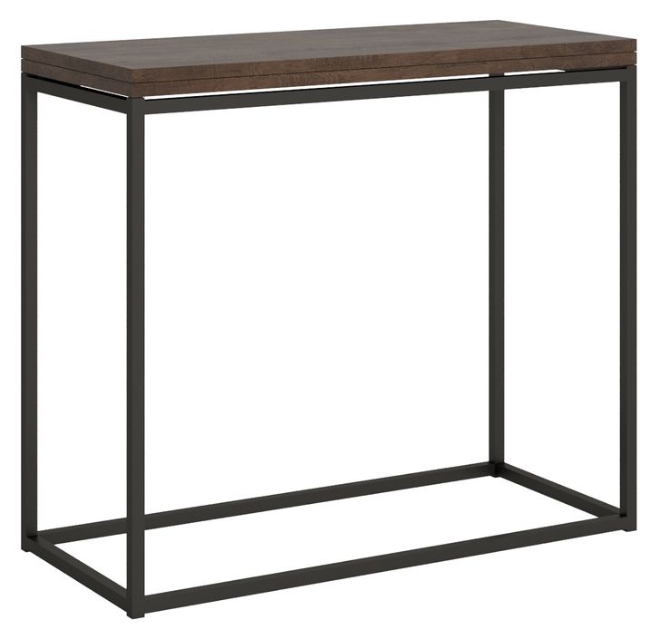 Petite console extensible bois et pieds fins métal anthracite Noro - Photo n°1