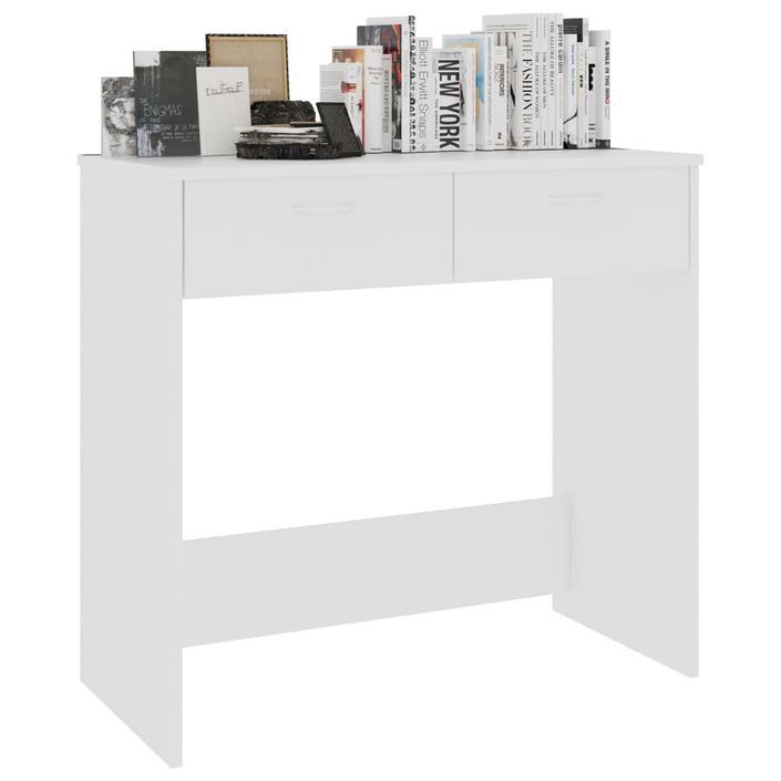 Petite console fixe avec 2 tiroirs blanche 80x40x75 cm - Photo n°1
