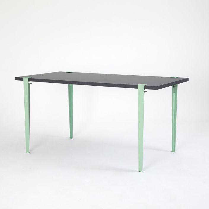 Petite table à manger bois anthracite et pieds acier vert menthe Bazika 150 cm - Photo n°3