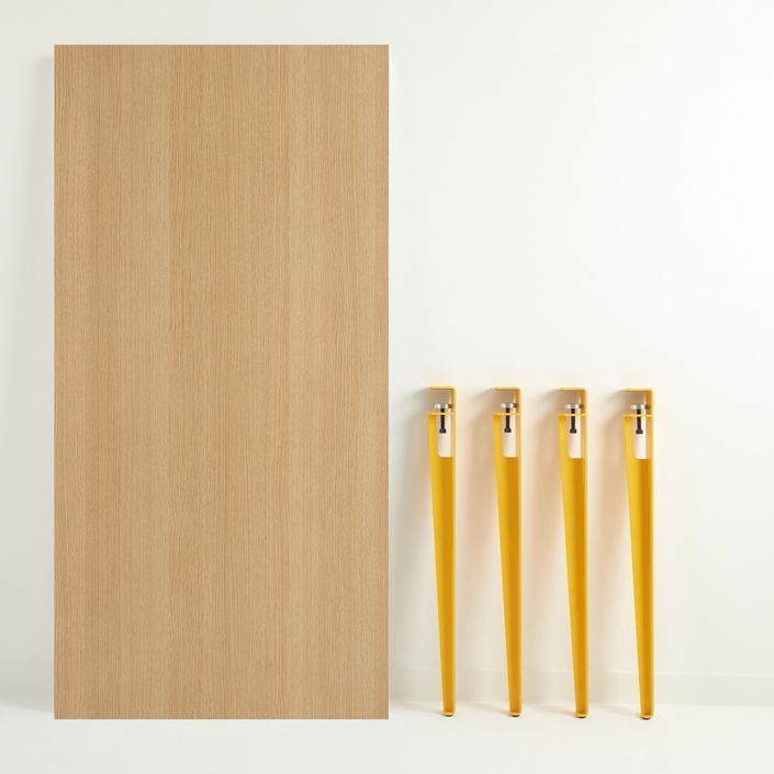 Petite table à manger bois clair et pieds acier jaune Bazika 150 cm - Photo n°4