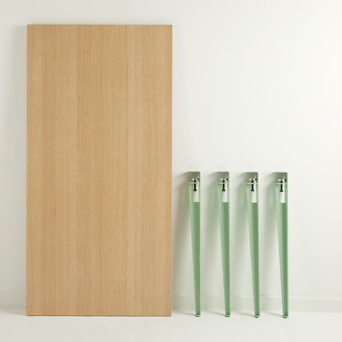 Petite table à manger bois clair et pieds acier vert menthe Bazika 150 cm - Photo n°4