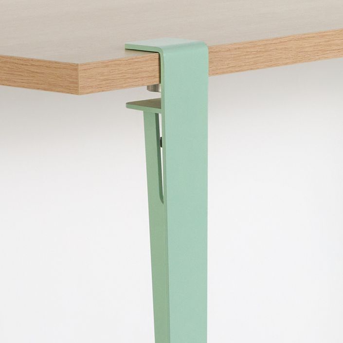 Petite table à manger bois clair et pieds acier vert menthe Bazika 150 cm - Photo n°5
