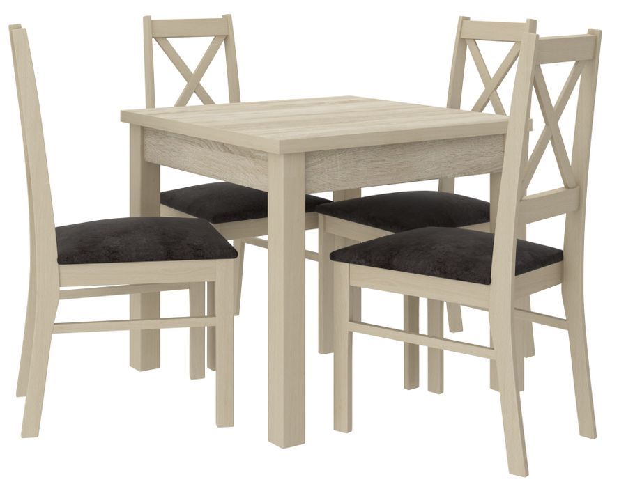 Petite table à manger carrée 80/80 cm en bois clair sonoma Orka - Photo n°2