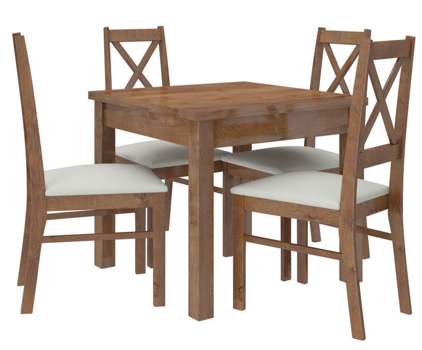 Petite table à manger carrée 80/80 cm en bois marron Orka - Photo n°2