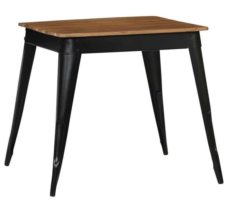 Petite table à manger carrée en bois d'acacia et acier noir 75 cm - Style industriel - Photo n°1