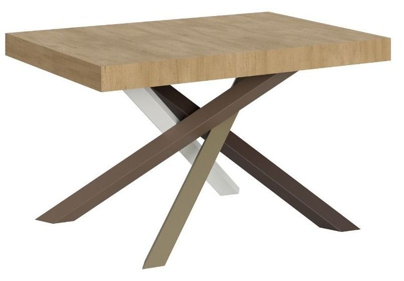 Petite table à manger design chêne clair et pieds entrelacés 4 couleurs 130 cm Artemis - Photo n°1