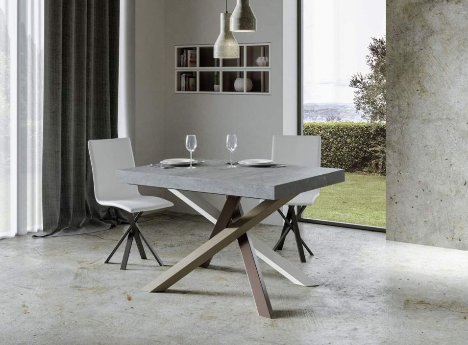 Petite table à manger design gris cendré et pieds entrelacés 4 couleurs 130 cm Artemis - Photo n°2